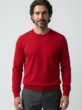 Malo Cashmere Silk Crewneck Sweater Mens XL Red Made in Italy